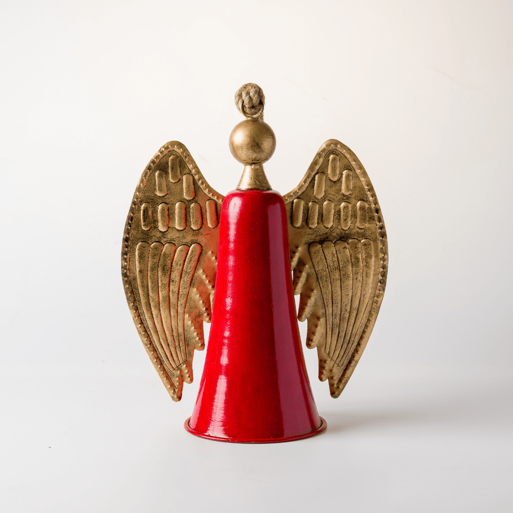 Red & Gold Metal Angel with Jute