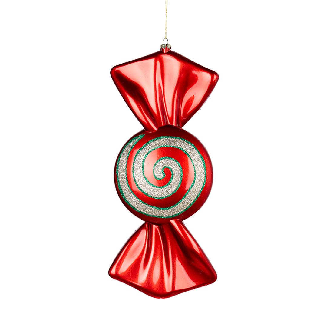 Red, Green & Champagne 12" Swirl Candy Ornament