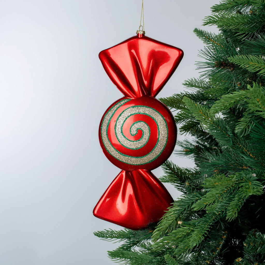 Red, Green & Champagne 12" Swirl Candy Ornament