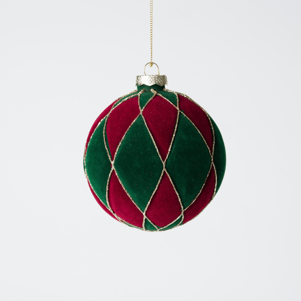 Red Green Glass Ball Hanging Ornament