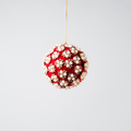 Red Pearl & Rhinestone Velvet Ornament 4"