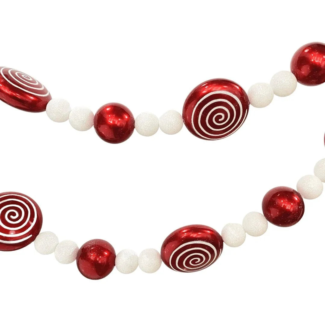Red Peppermint Candy Garland- 6ft