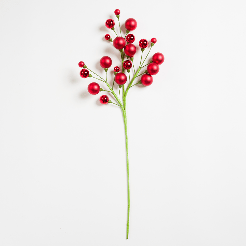 Red Shiny & Matte Christmas Ball Spray Filler Pick