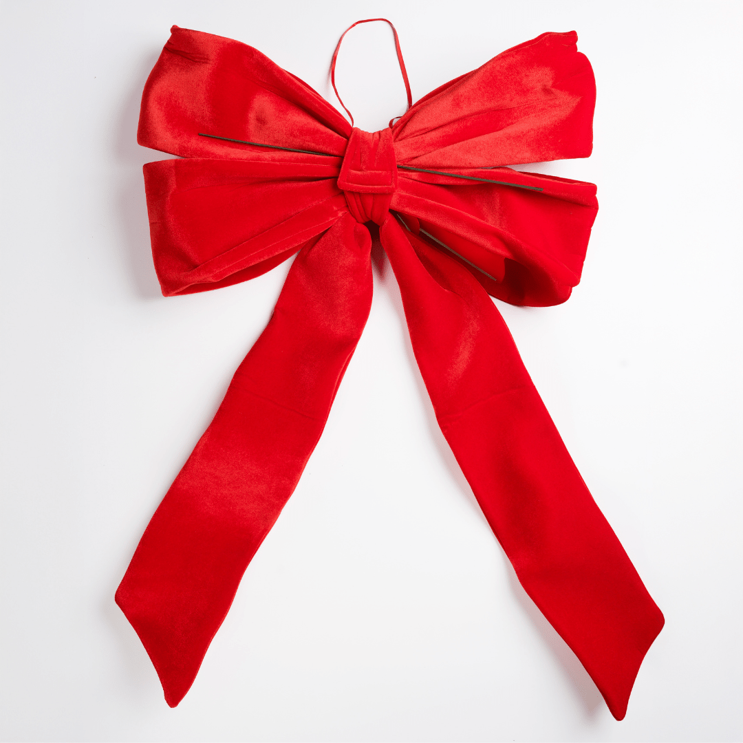 Bright Red Velvet Festive Bow Topper