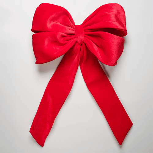 Bright Red Velvet Festive Bow Topper