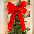 Bright Red Velvet Festive Bow Topper