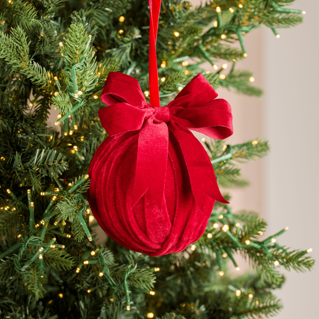 Red Velvet Ornament with Bow