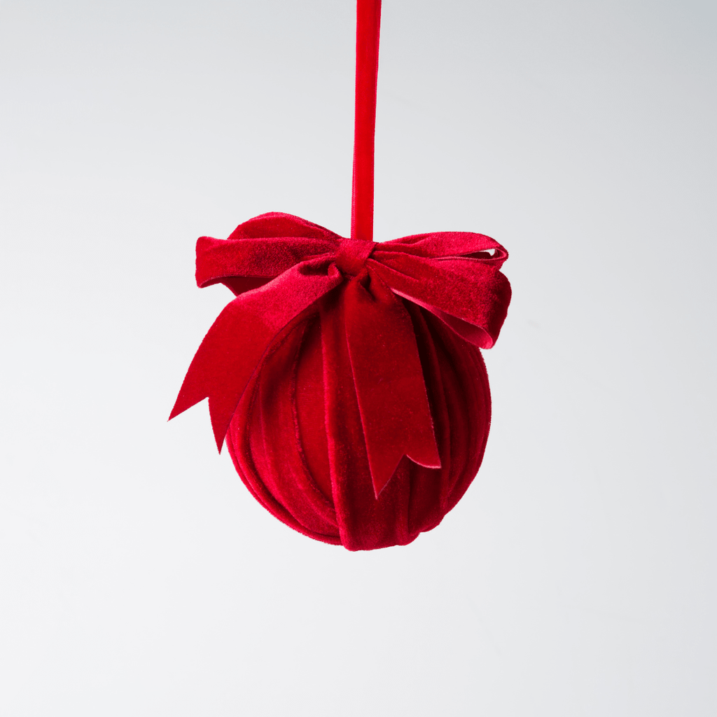 Red Velvet Ornament with Bow