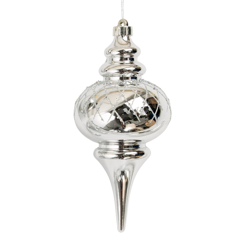 Shiny Silver 10" Finial Ornament