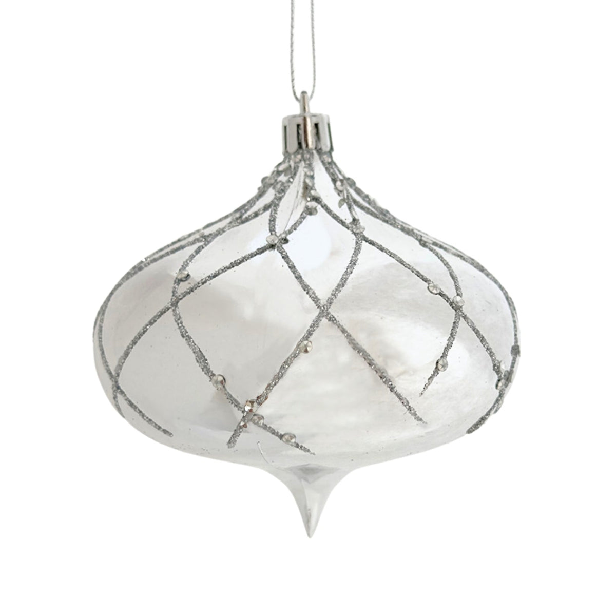 Shiny Silver 4" Onion Ornament
