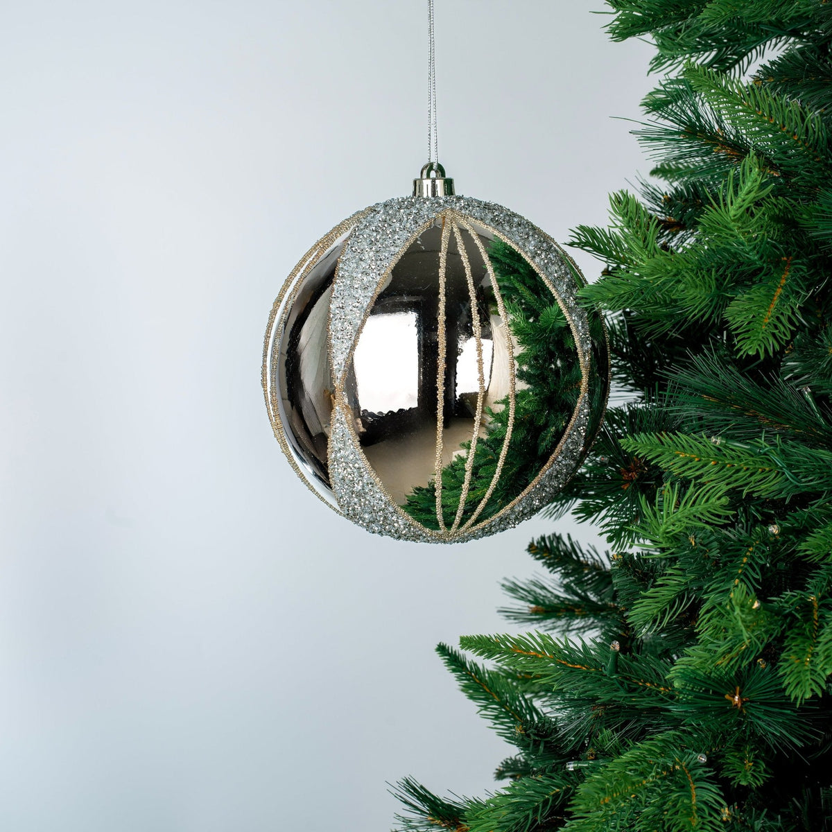 Shiny Silver 8" Ball Ornament