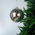 Shiny Silver 8" Textured Ball Ornament