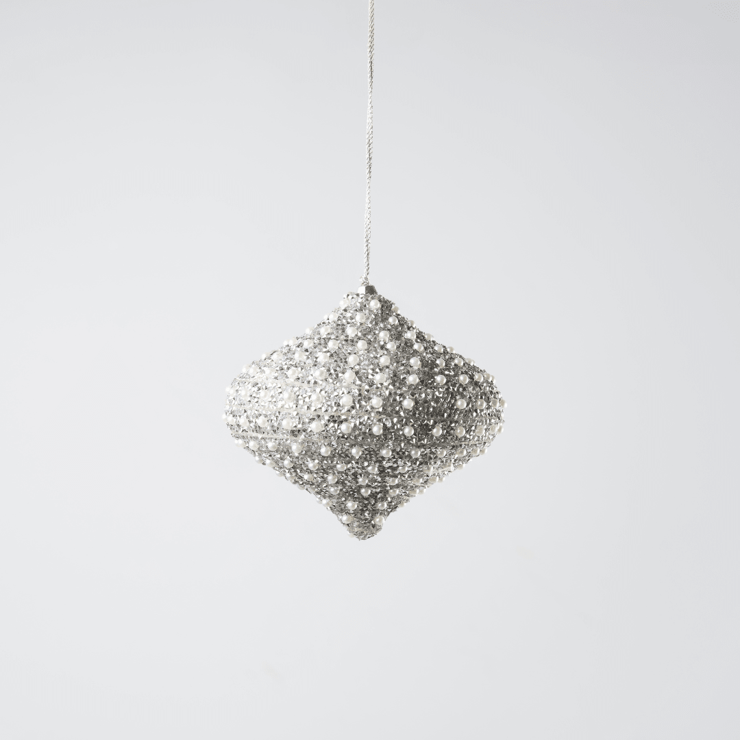 Silver Adorned Glass Onion Ornament