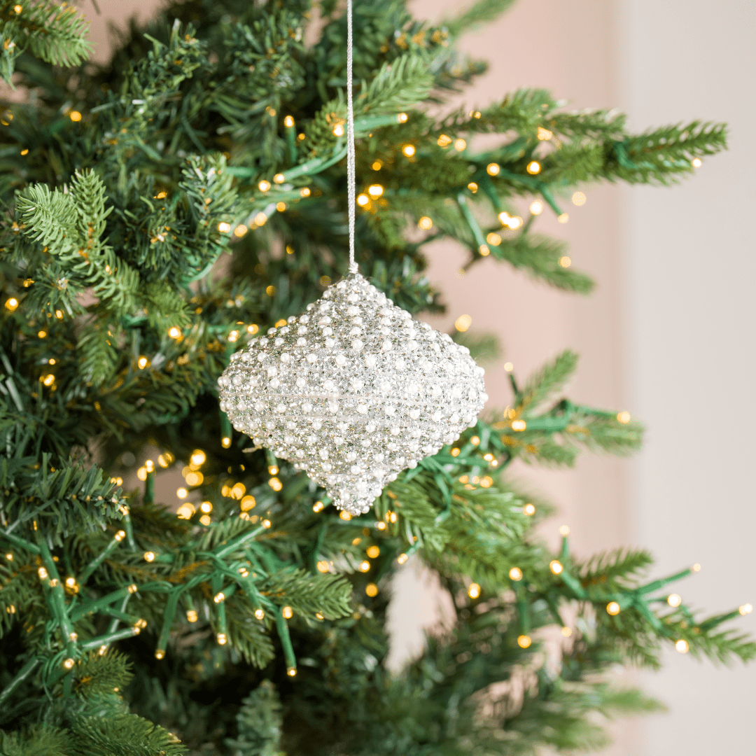 Silver Adorned Glass Onion Ornament