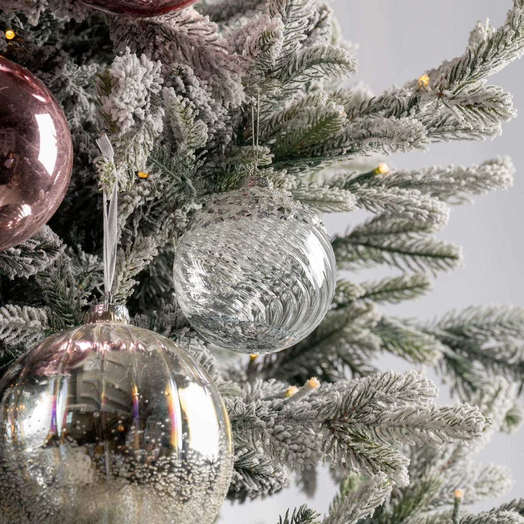 Silver Glass Ornament with Floating Gliiter