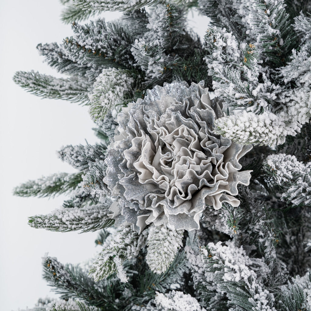 Silver Glitter Carnation Flower Ornament