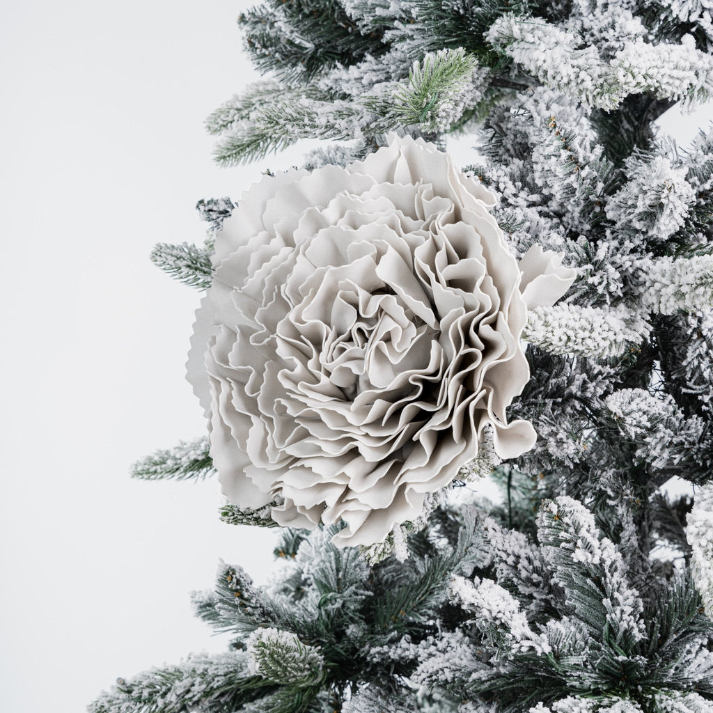 Silver Glitter Carnation Flower Ornament