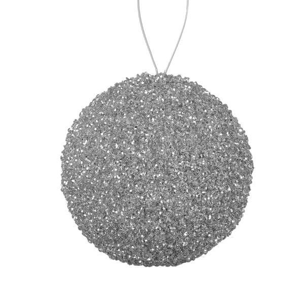 Silver Glitter Dusted Ball Ornament - 5"