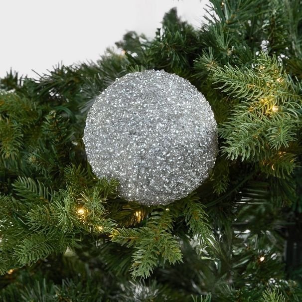 Silver Glitter Dusted Ball Ornament - 5"