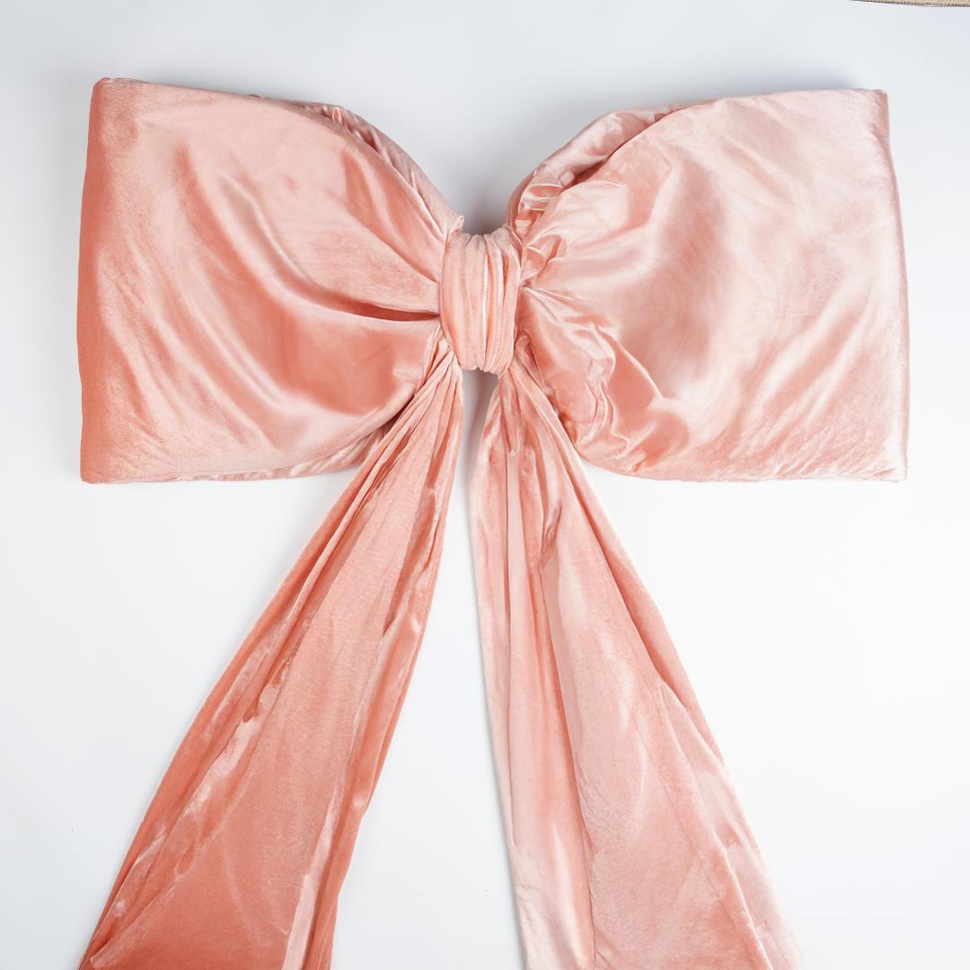 Single Loop Oversized Bow Topper with Elongated Tails - Pink