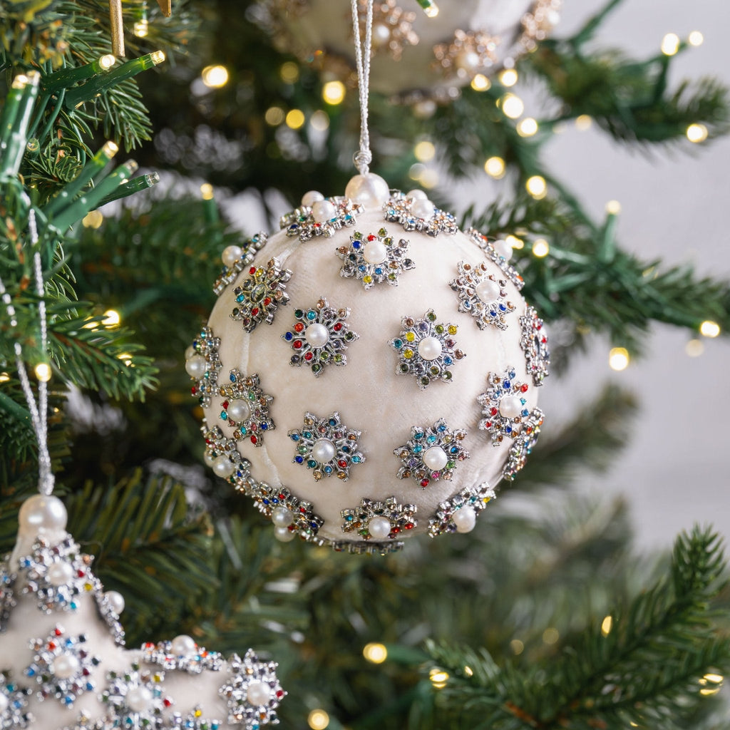 Embellished Ornament with Rainbow Stones & Pearls