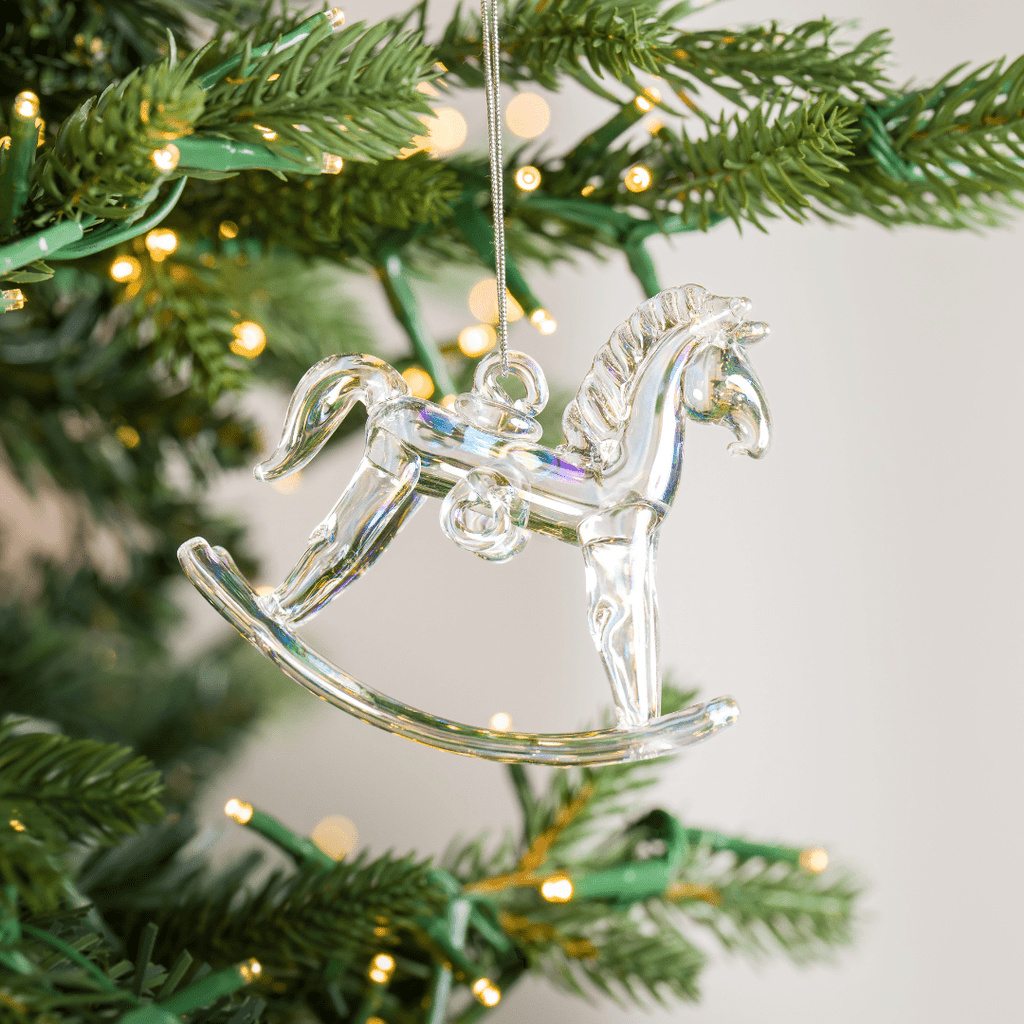 Solid Clear Glass Rocking Horse Ornament