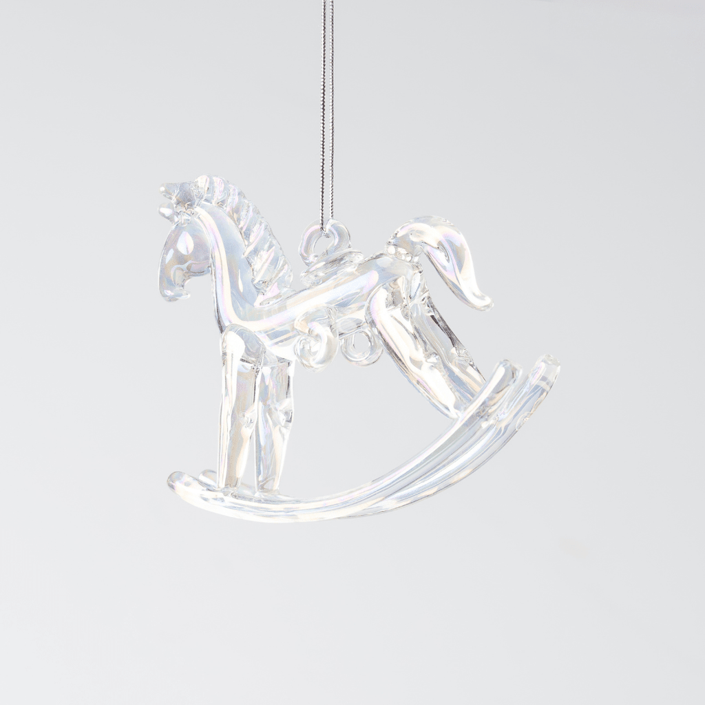 Solid Clear Glass Rocking Horse Ornament