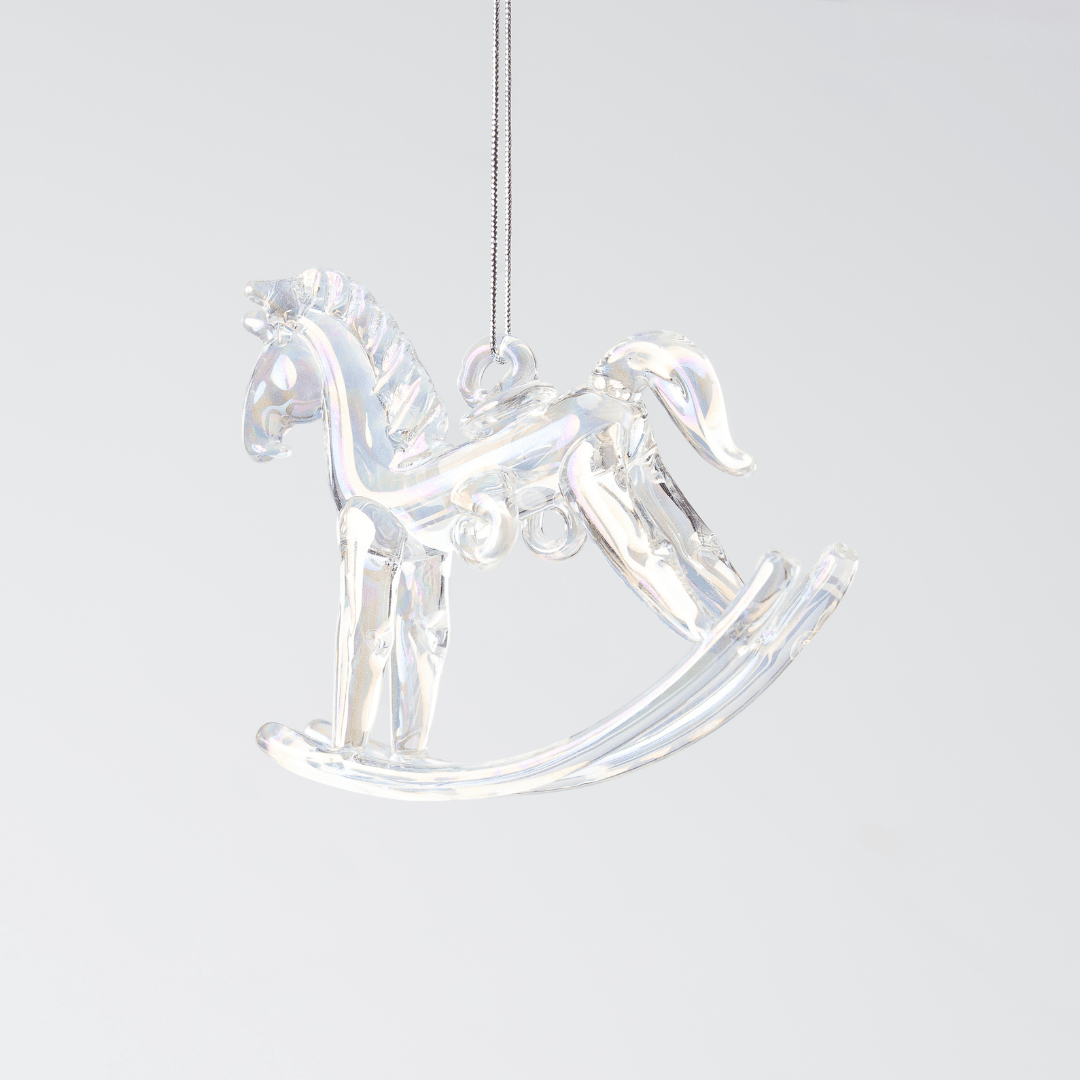 Solid Clear Glass Rocking Horse Ornament