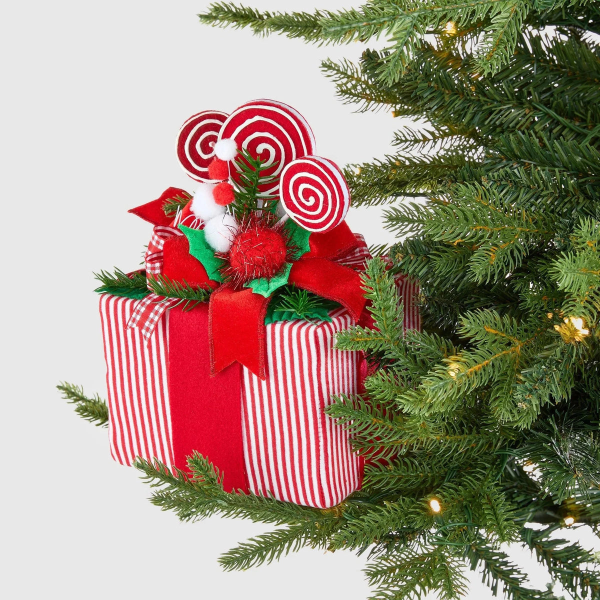 Striped Red & White Gift-Box With Candy Lollipops