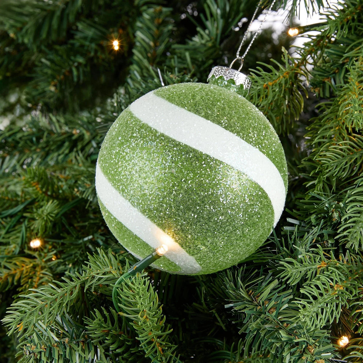 Sugar Dusted Swirled Candy Ball Ornament