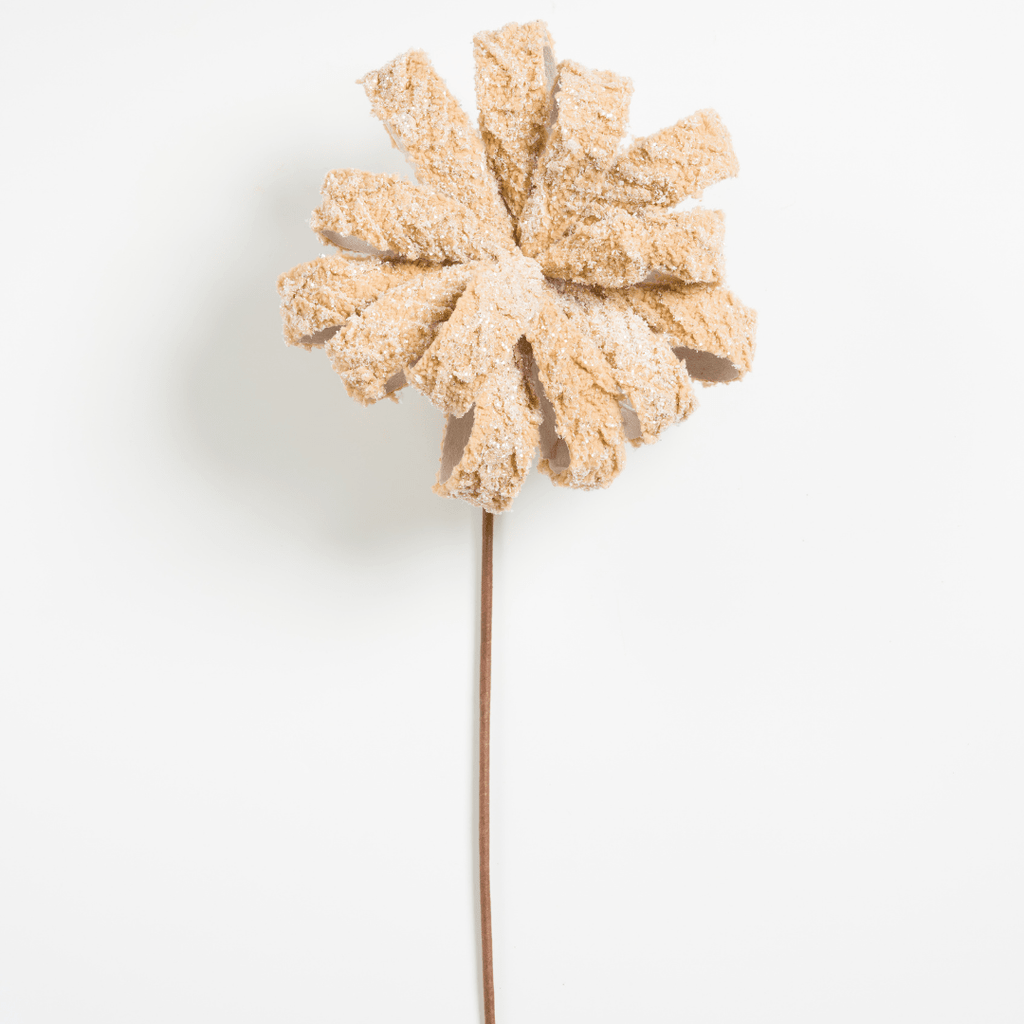 Taupe Burlap Flower Pick