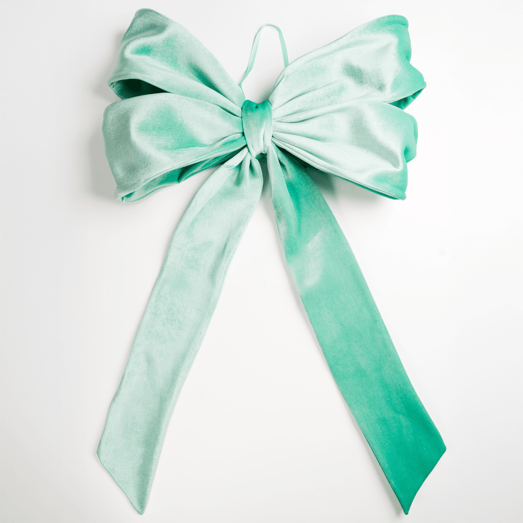 Teal Green Velvet Festive Large Bow Topper