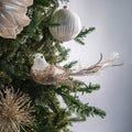 White Bird Ornament with Champagne Detailing