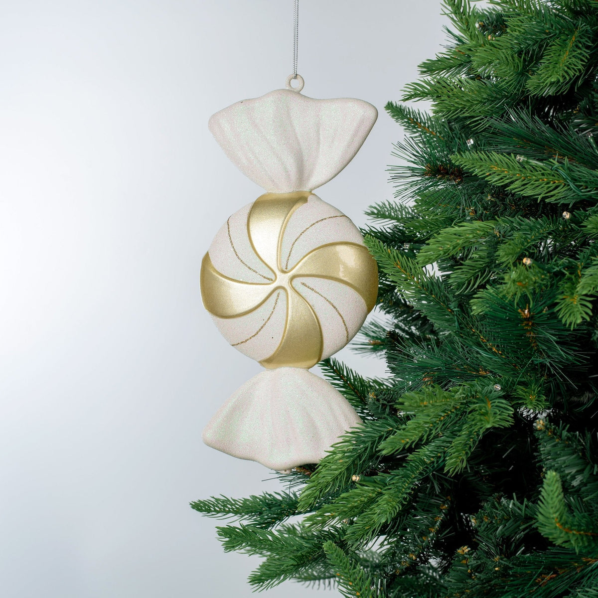 White & Bright Champagne 12" Swirl Candy Ornament