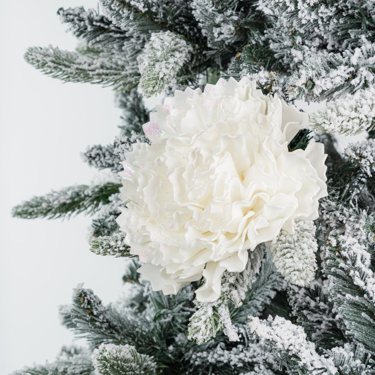 White Carnation Flower with Glitter