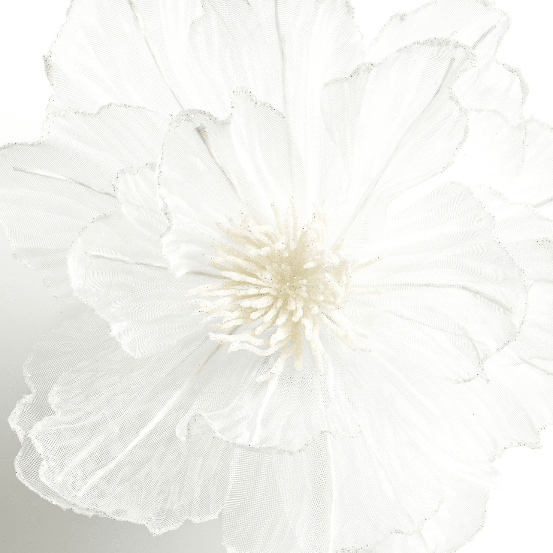 White Fabric Flower Pick