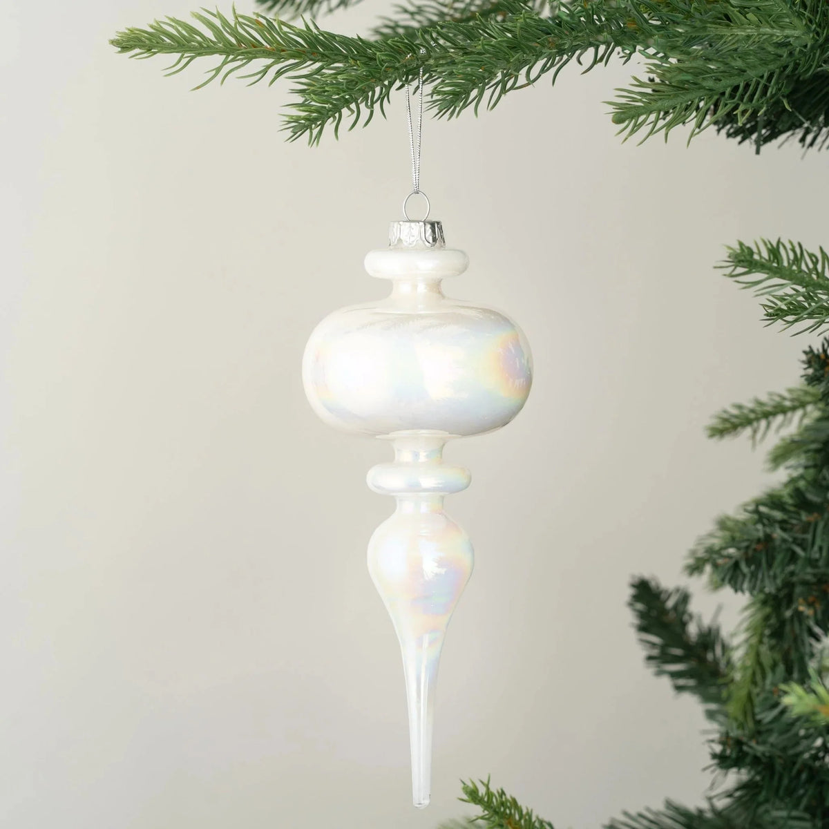 White Finial Ornament In A Glossy Finish