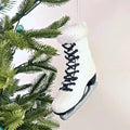 White Ice Skate with Silver Glitter