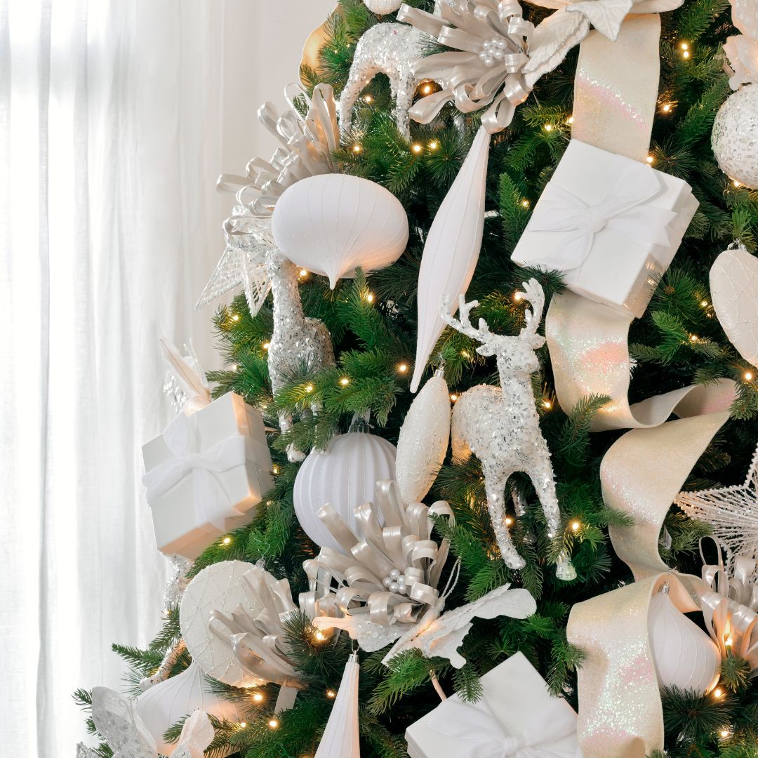 White Mix Sequin Deer Ornament
