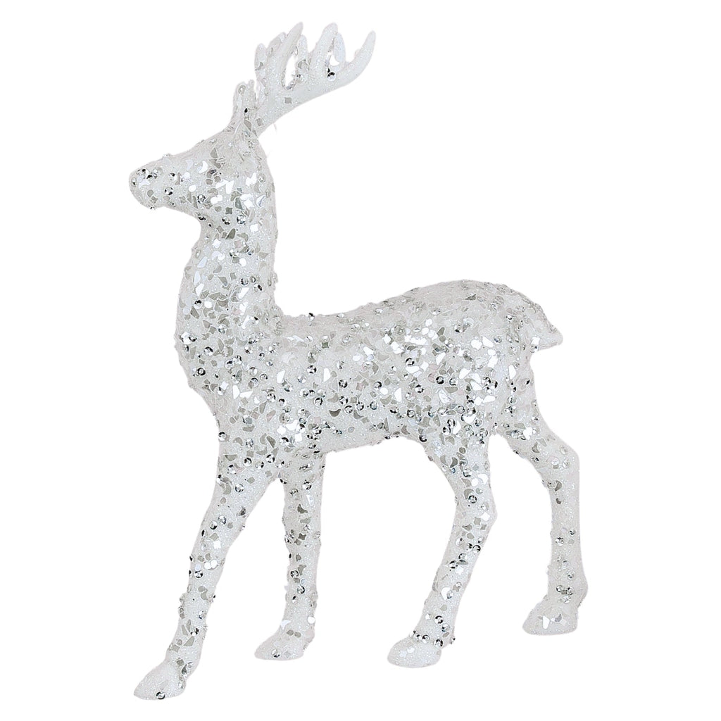 White Mix Sequin Deer Ornament