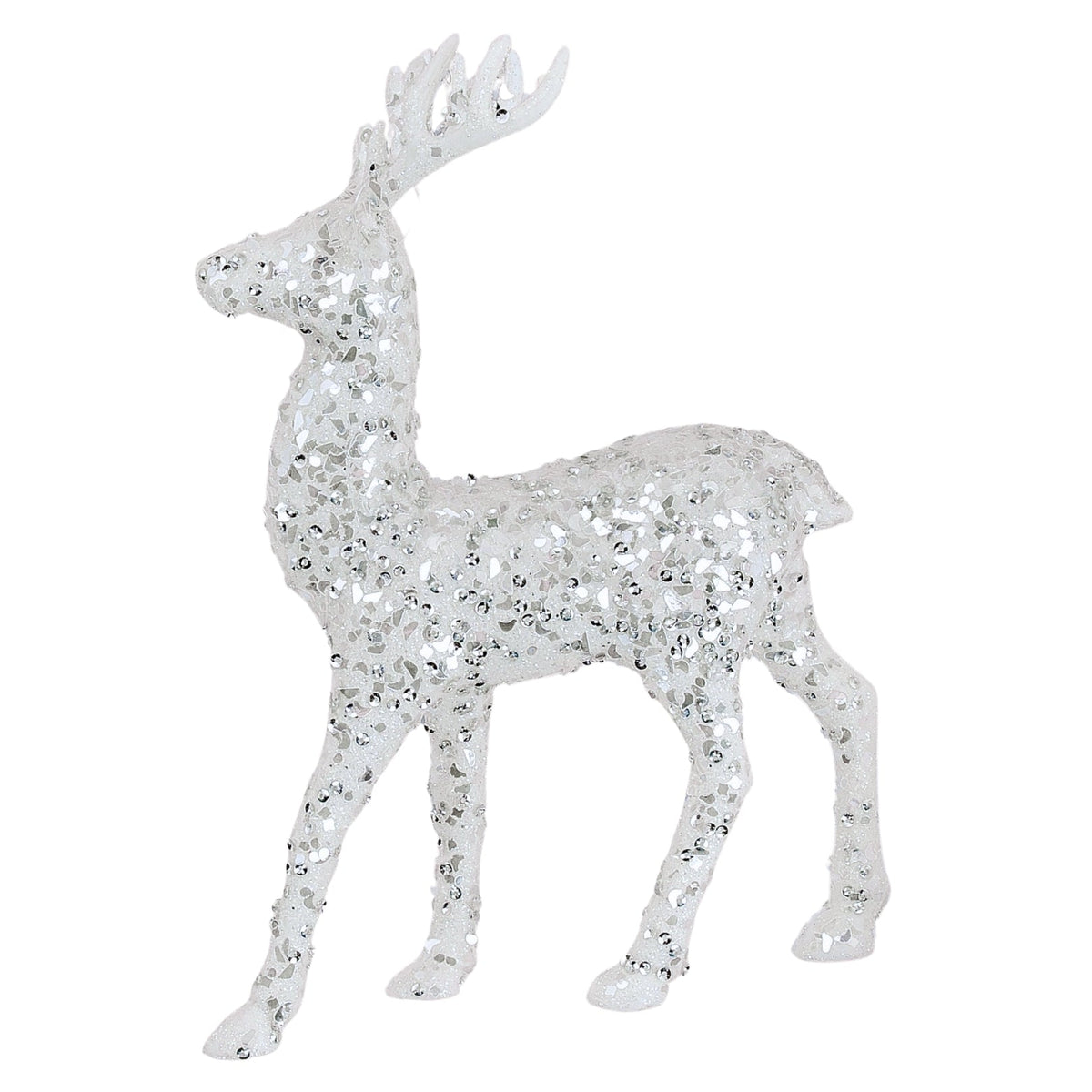 White Mix Sequin Deer Ornament