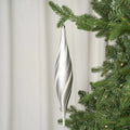 White Oval Drop Ornament With White Glitter