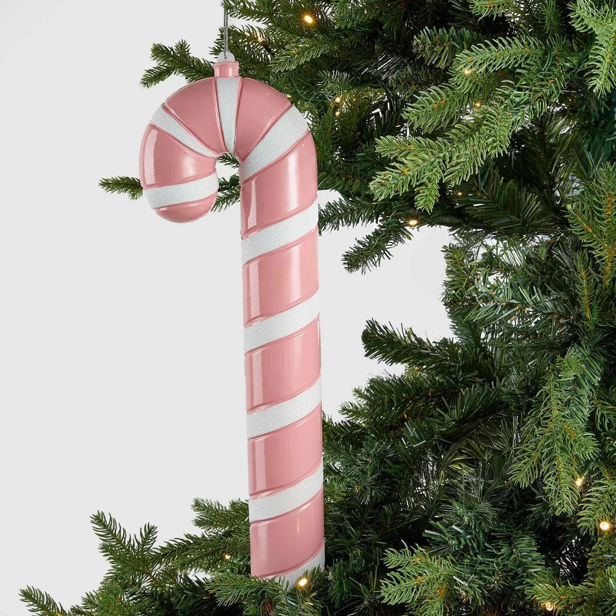 White & Pink Striped 36" Candy Cane Ornament