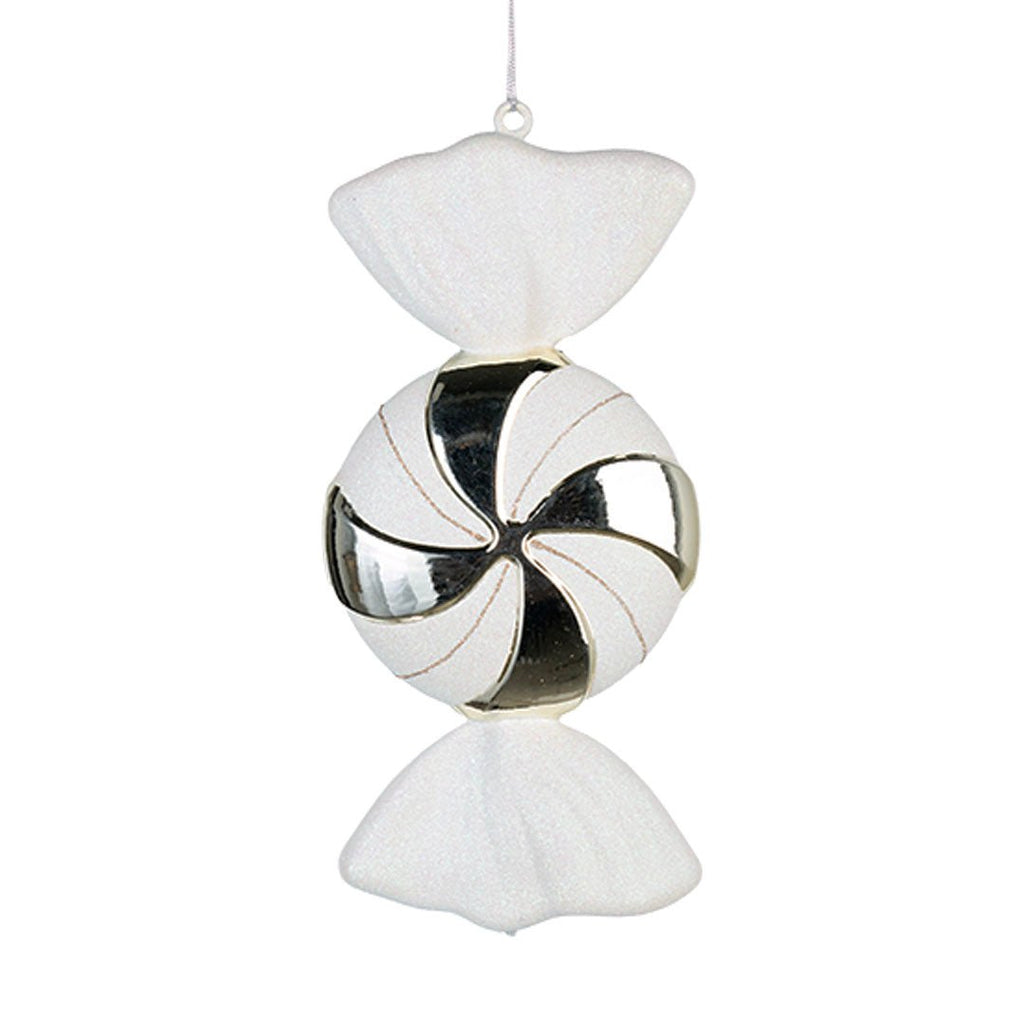 White & Shiny Champagne 12" Swirl Candy Ornament