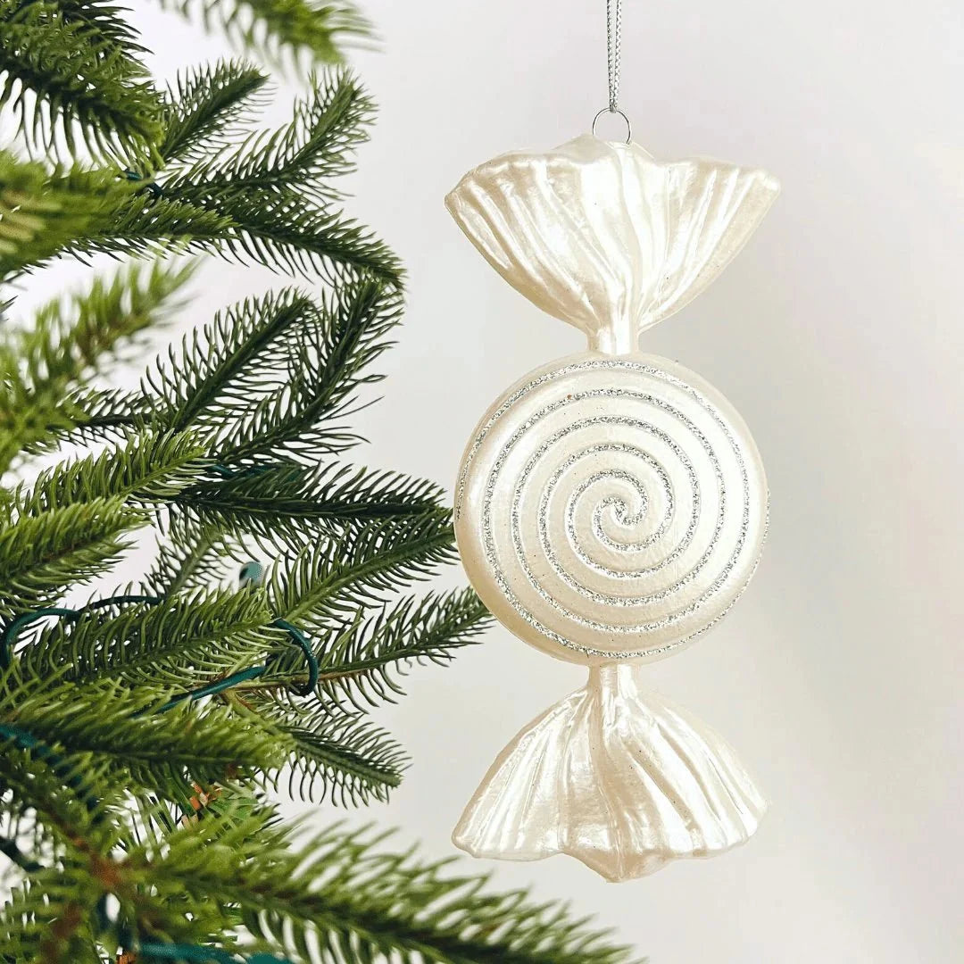 White Swirly Candy Ornament