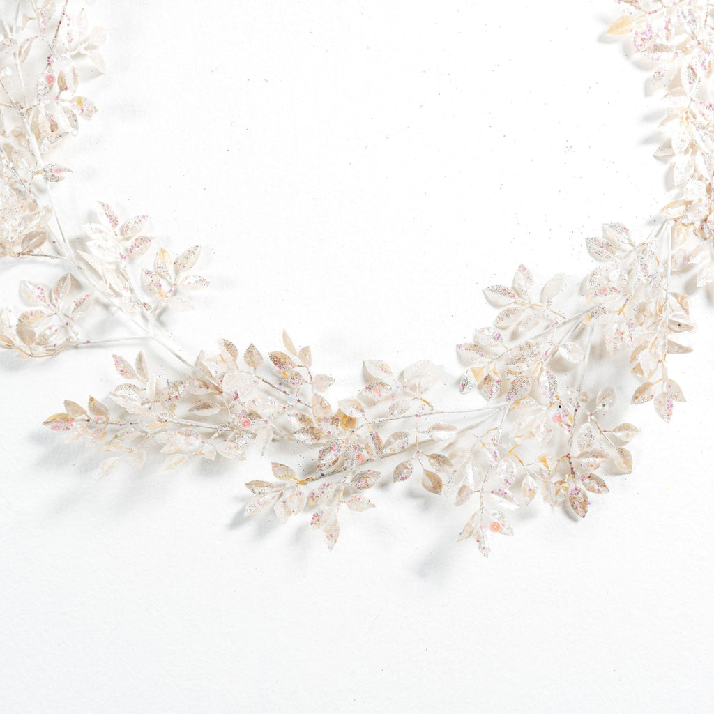 White Winter Frosted Flower Garland