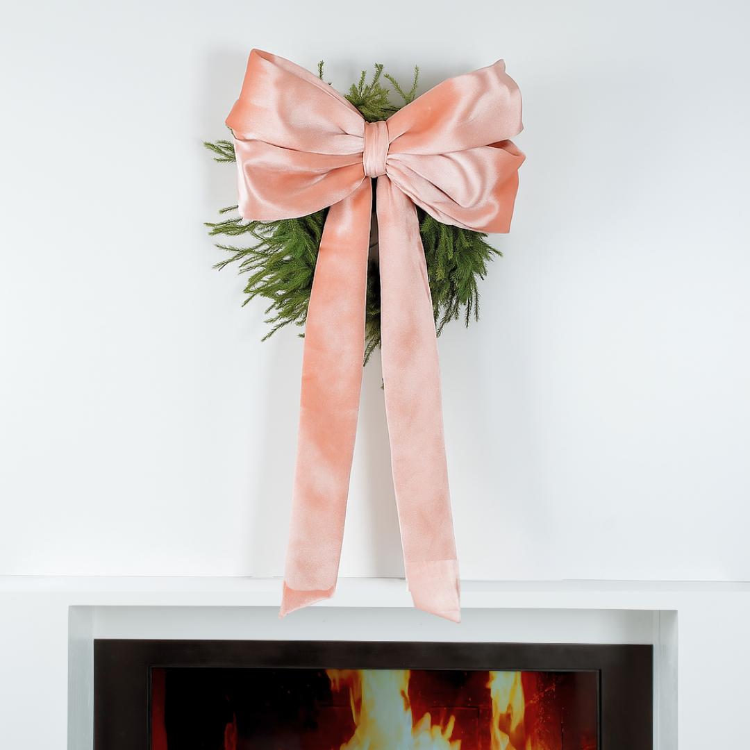 Pink Wired Velvet Bow Topper