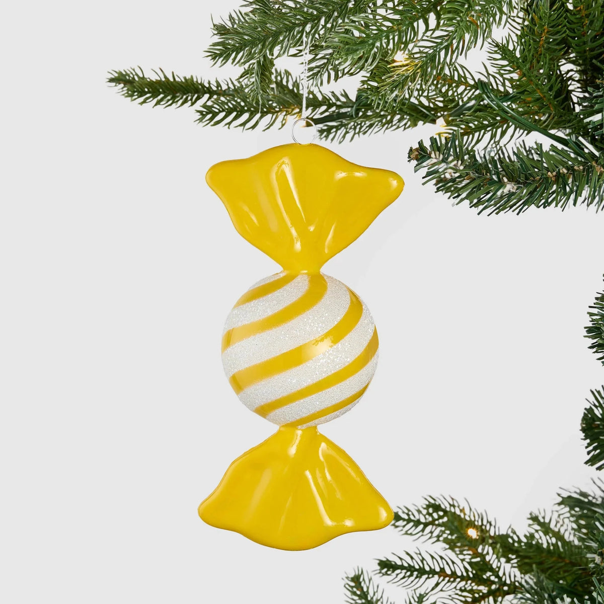 Yellow Glitter Dusted Large Candy Ornament