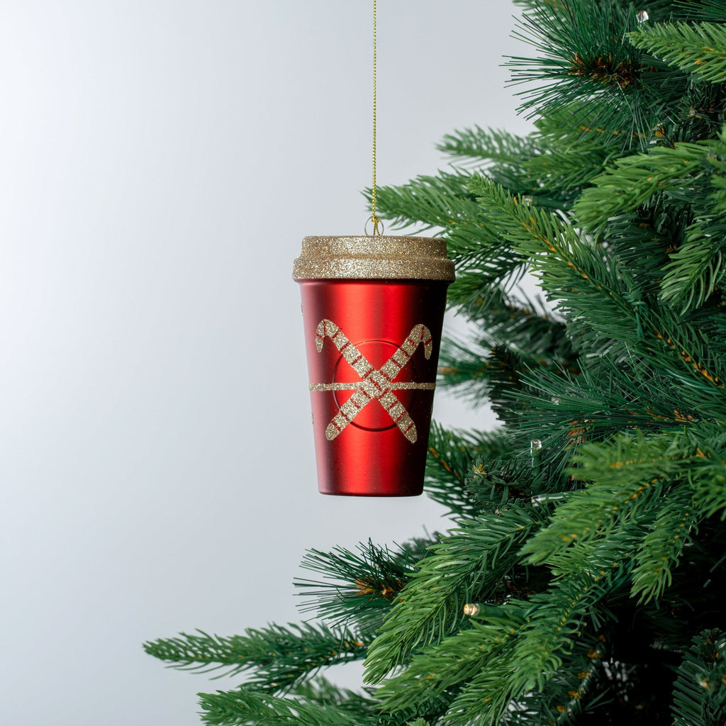 Yuletide Red & Champagne Glitter Coffee Cup Ornament