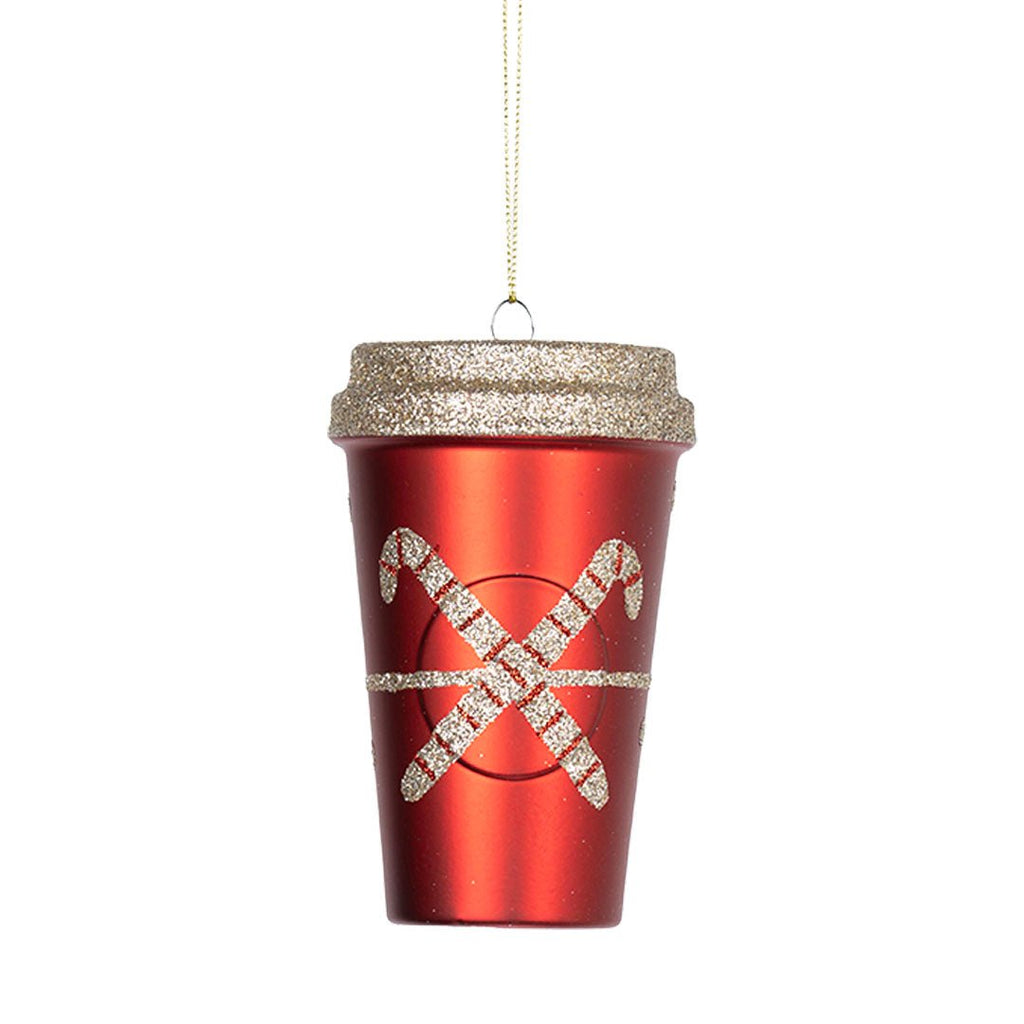 Yuletide Red & Champagne Glitter Coffee Cup Ornament